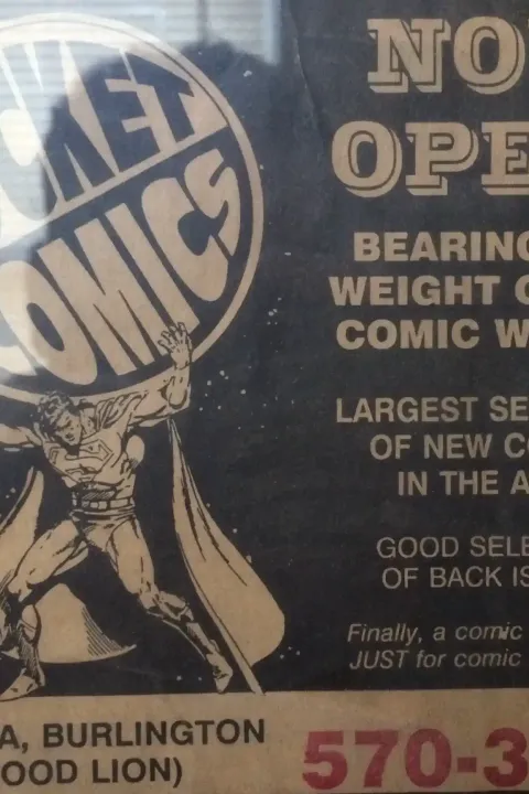 An early advertisement for Rocket Comics in the Burlington-Times News