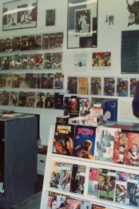 Hard at work in the upgraded cash register area of Rocket Comics