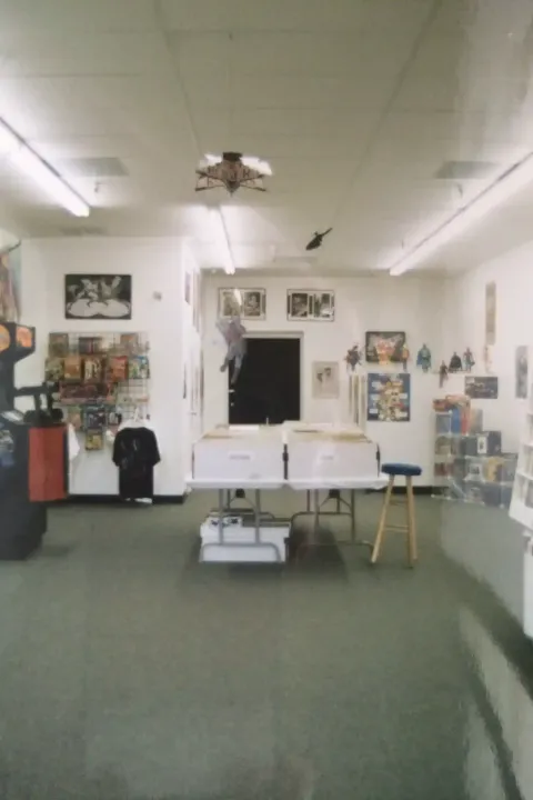 A view of Rocket Comics from the front door