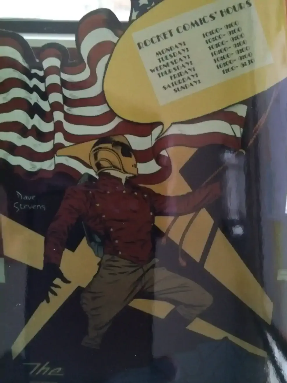 The Rocketeer greets customers at the grand opening of Rocket Comics